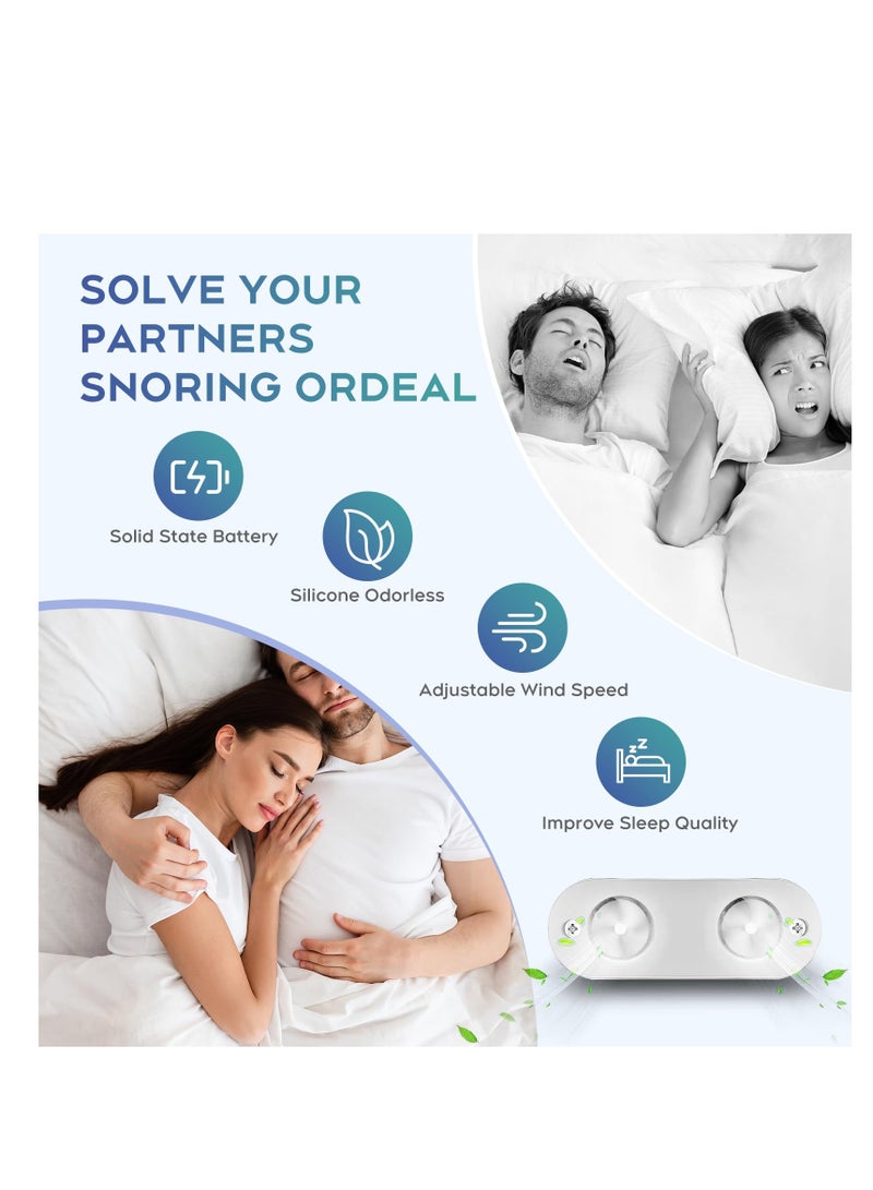 XiuWoo Anti Snoring Devices, Effective Snoring Prevention, Twin Turbine Electric Adjustable and Breathable, Adjustable Wind Speed, Snoring Solution for Men and Women, Suitable for All Nose Shapes, White - Image 2
