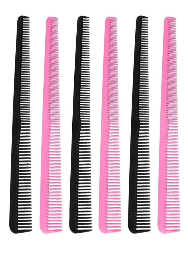 SAZIC Barber Plastic Tapering Hair Cutting Combs - Pink & Black (Set of 6) Barber Comb Set for Men & Women - Image 1