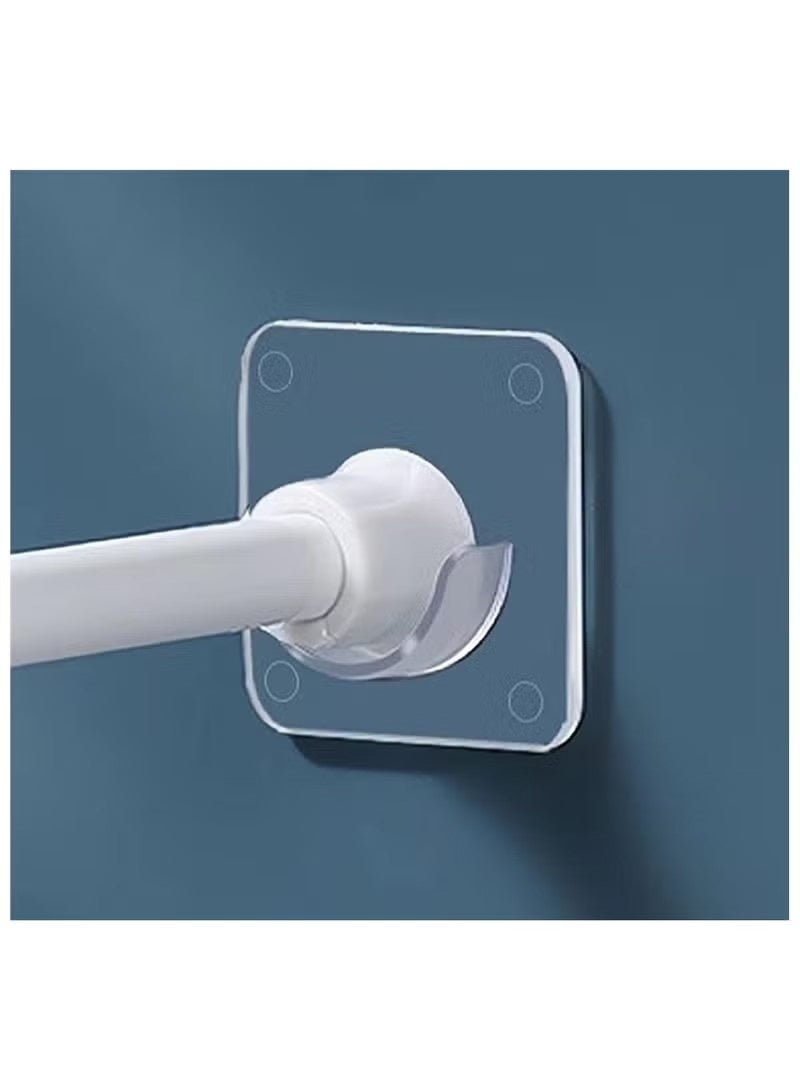 4 Pack No Drill Adhesive Curtain Rod Brackets 7x7cm – Clear Wall Mount Tension Rod Holders for Shower Curtain, Closet, and Storage Rod – Fits Rods Less Than 3.2cm Diameter – No Damage Wall Rod Suppo - Image 1