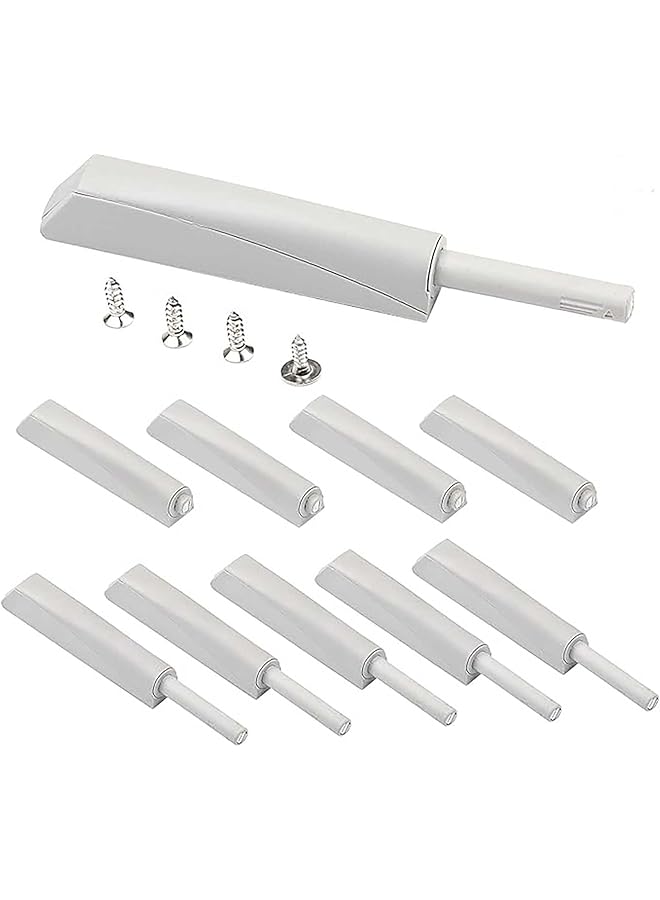 S-TOP Magnetic Push Open Latches for Cabinet Drawers, White Recessed Cabinet Doors, Push-to-Open Cabinet Hardware, Kitchen Push-to-Touch Release Latches (White 10Pcs) - Image 1