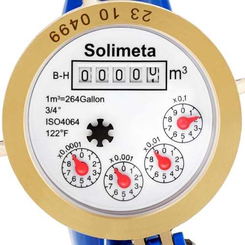 Solimeta Water Meter, Cold Water Meter for Garden and Home, 3/4"NPT Couplings, Measuring in Cubic Meter - Image 3