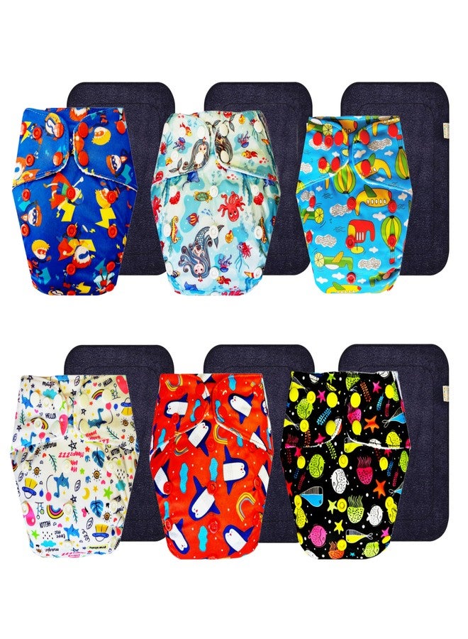 Dumbledo Premium Cloth Diaper with Black Insert (Pack of 6) | Soft & Gentle | Reusable & Washable | Easy to Clean | All-Day Wear | 3 Months - 3 Years | Unisex Baby - Image 1