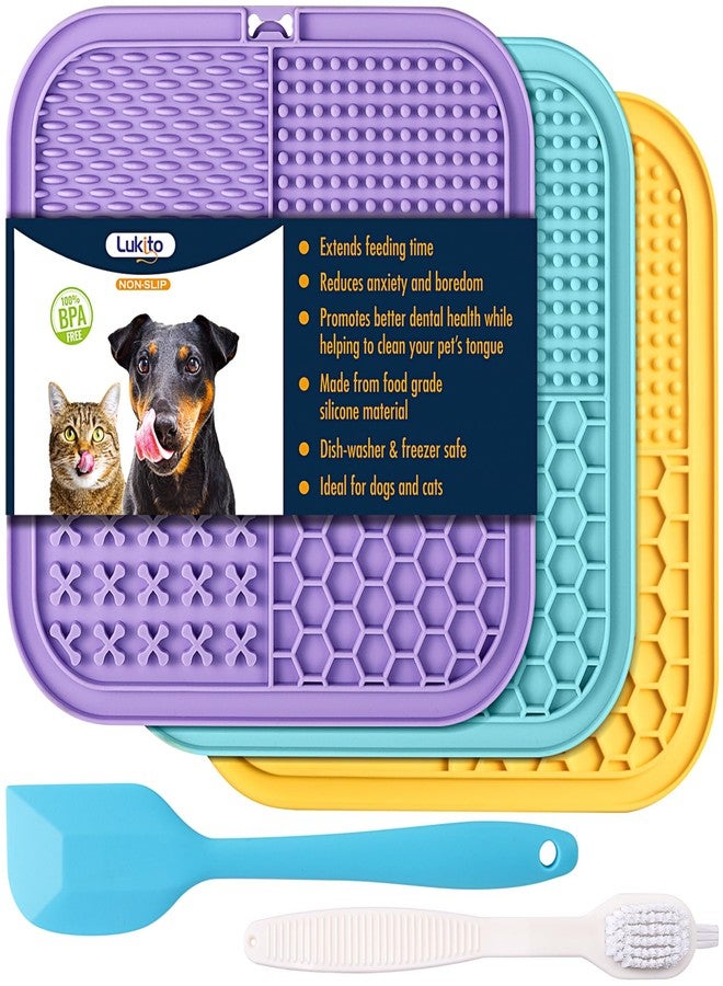 LUKITO Lick Mat for Dogs and Cats, Licking Mat with Suction Cups for Dog Anxiety Relief, Cat Peanut Butter Lick Pad for Boredom Reducer, Enrichment Toy, Treat Mat for Bathing Grooming (Large-3 Pack) - Image 1
