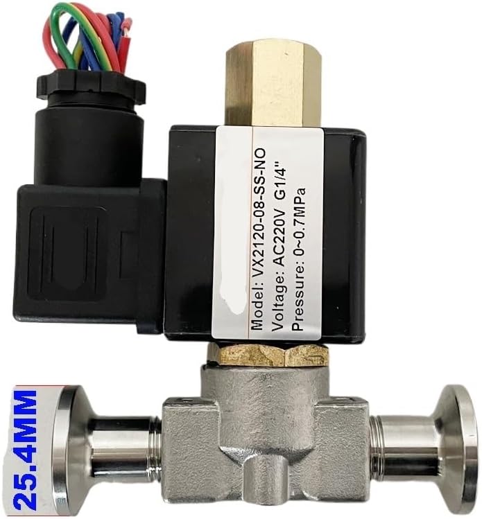 G1/4" Normally Open Stainless Steel Solenoid Valve 2 Way Oil Acid Pipe with Joint Thread Chuck VX2120-08-SS-NO(With 40mm,AC24V) - Image 4