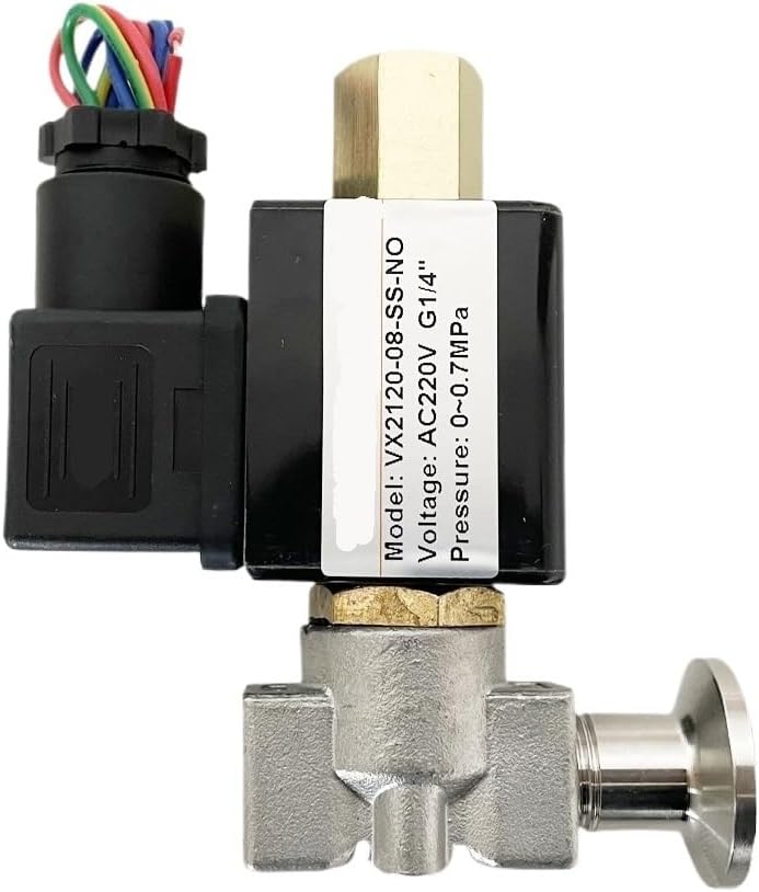 G1/4" Normally Open Stainless Steel Solenoid Valve 2 Way Oil Acid Pipe with Joint Thread Chuck VX2120-08-SS-NO(With 40mm,AC24V) - Image 1