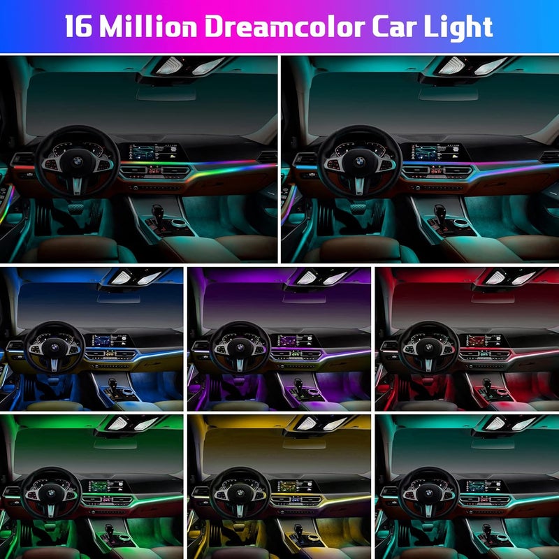 Amki Acrylic Interior Car LED Strip Light with Wireless APP, Dreamcolor 10 in 1 with 175 inches 593 LEDs Fiber Optic Ambient Lighting Kits, 16 Million Colors Sound Active Function Car Neon Lights - Image 4
