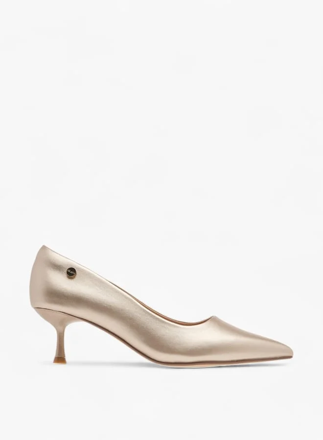 Celeste Womens Solid Slip-On Pumps With Pointed Toe And Kitten Heels