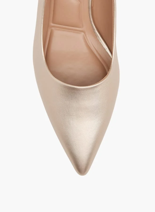 Celeste Womens Solid Slip-On Pumps With Pointed Toe And Kitten Heels