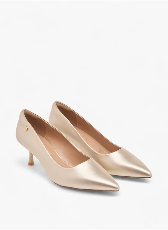 Celeste Womens Solid Slip-On Pumps With Pointed Toe And Kitten Heels