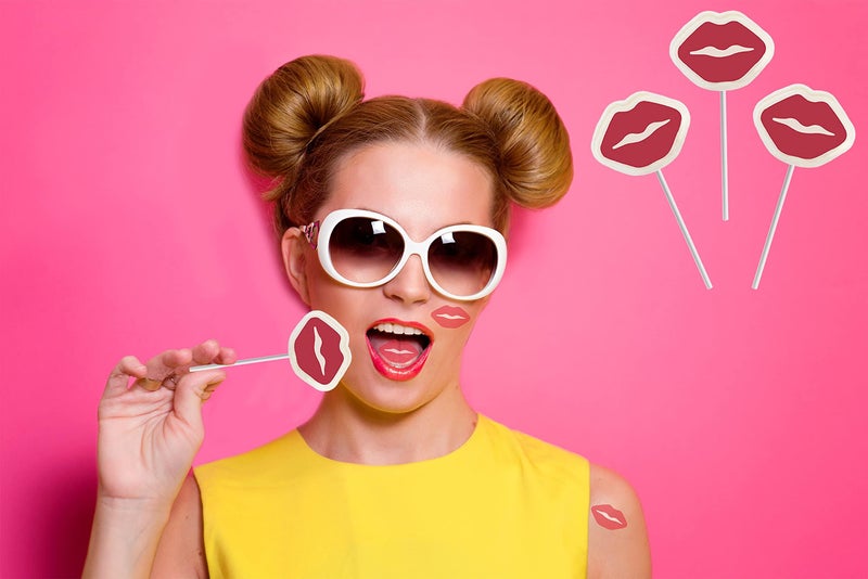 Fruidles Valentine's Red Lips Tattoo Lollipop Sucker, White Lip Shaped Lollipop with Red Lips, Individually Wrapped Candy (Half-Pound) - Image 5