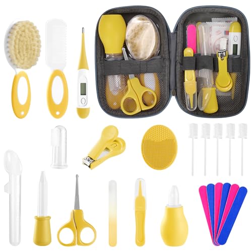 POPYJAN Baby Healthcare and Grooming Kit for Newborn Kids, 24PCS Upgraded Safety Baby Care Kit, Newborn Nursery Health Care Set, Baby Care Products (Yellow) - Image 1