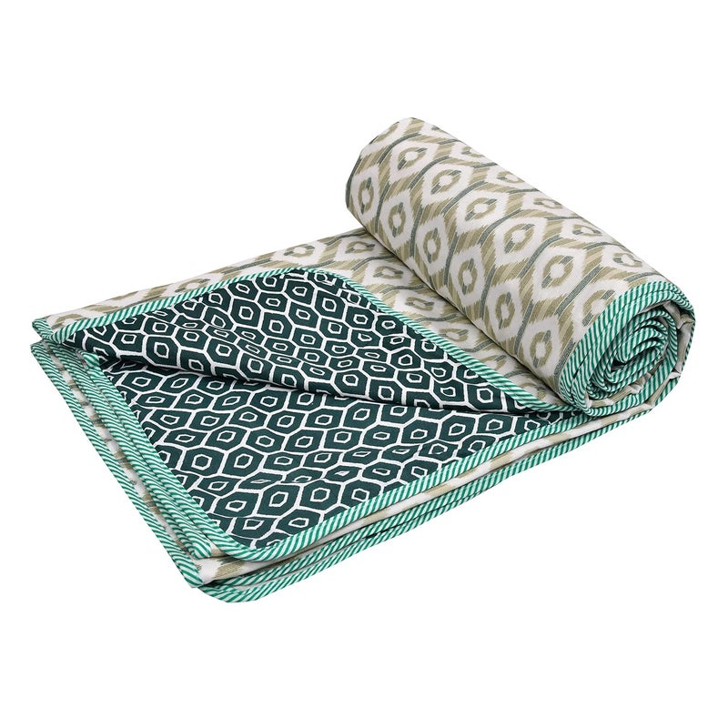 CHICERY Cotton Reversible DoharAC Blanket for Double Bed All Weather Light Weight Pack of 1Black Dot
