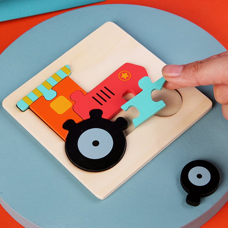 Children'S Wooden Three-Dimensional Buckle Animal Traffic Puzzle Toy Baby Enlightenment Puzzle Early Education Fun Puzzle Toy - Image 3