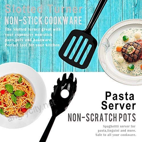 EASY SHOPE 6 PcsSet Nylon HeatResistant Nonstick Spoon Tools Nylon Spatula Spoon Kitchen Cooking Utensil Tools Set Black Color - Image 3