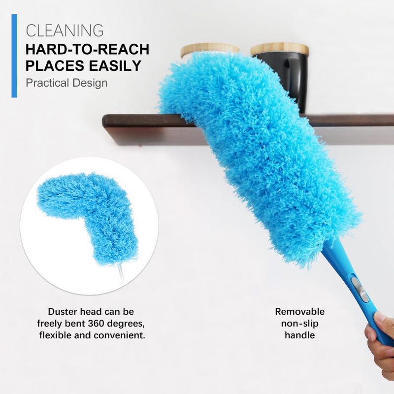 iHUFeather Rainbow Static Duster 24inch Reusable Microfiber Electrostatic Dusters with 2 Beandable and Washable Duster Head for Cleaning Home, Office, Car - Image 3