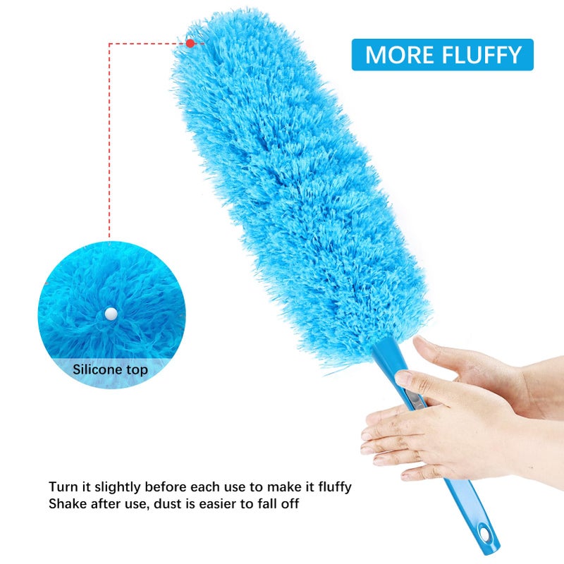iHUFeather Rainbow Static Duster 24inch Reusable Microfiber Electrostatic Dusters with 2 Beandable and Washable Duster Head for Cleaning Home, Office, Car - Image 5