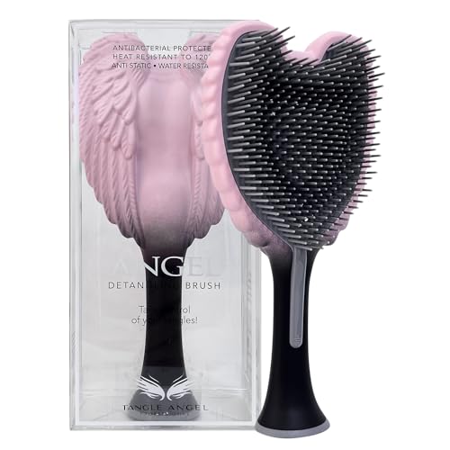 Tangle Angel Detangling Hair Brush for Women AntiStatic Angel Wing Hair Brush for WetDry Hair Flexible Bristles Detangler Brush for Straight WavyCurly Hair Ideal Gift for Women BlackPink - Image 1
