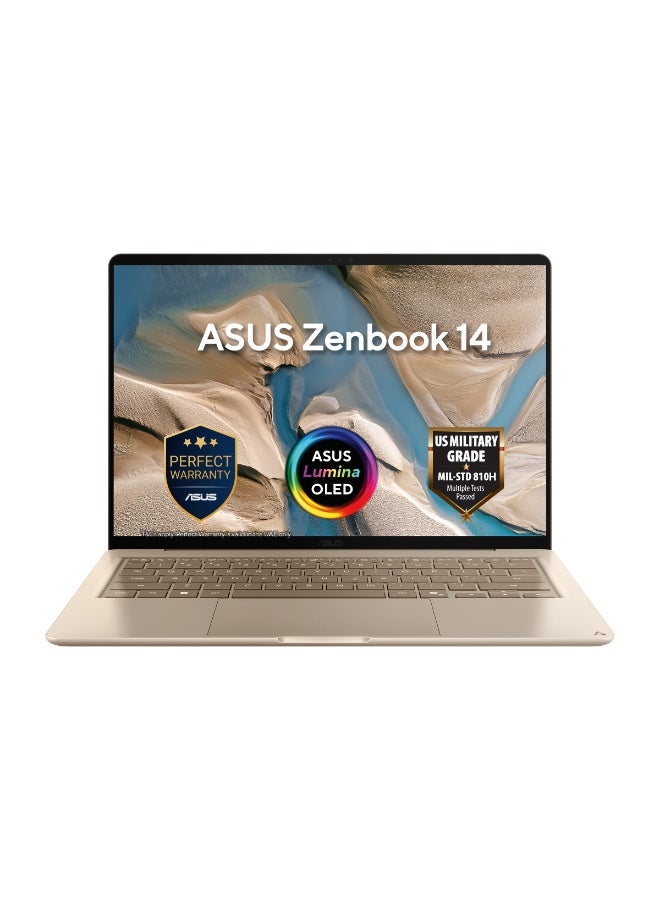 أسوس Zenbook 14/14inch/512Gigabyte SSD/8GB RAM/Snapdragon X  X1 26 100/Zabriskie Beige English Zabriskie Beige - Image 1