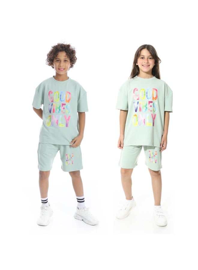 Red Circle Front Printed Pajama Set With Short1437u - Image 1