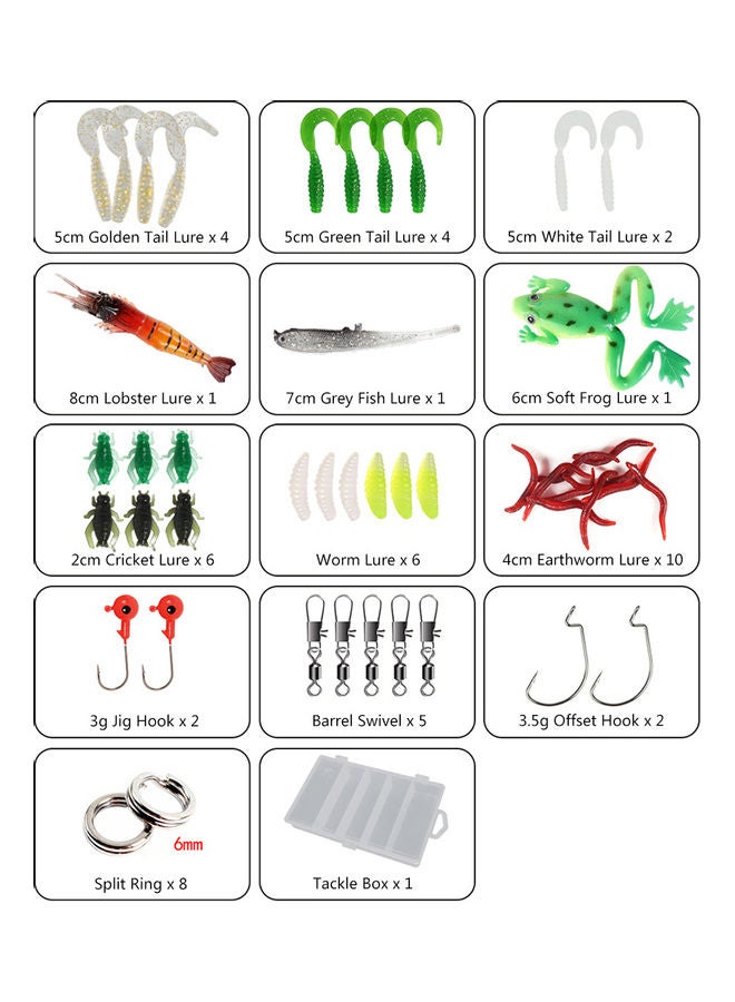 نيبمينينت طقم ملحقات طعوم وخطافات لصيد الأسماك على شكل سمكة المنوة مكون من 78 قطعة - Image 2