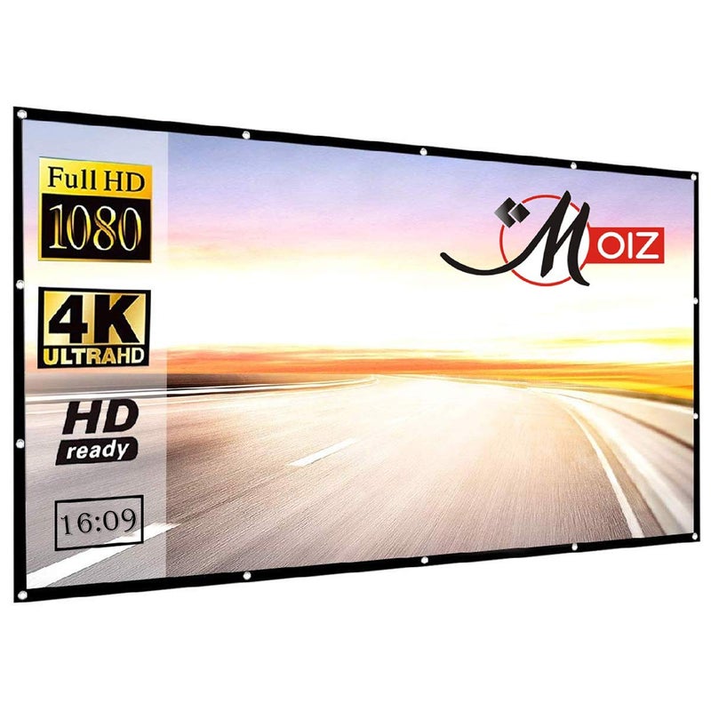 MOIZ شاشة بروجيكتور 65 بوصة محدثة 16:9 HD شاشة عيون محمولة متميزة داخلية وخارجية مضادة للتجاعيد (56.5 بوصة (عرض) × 31.75 بوصة (ارتفاع) - 65 بوصة قطرية) - Image 1