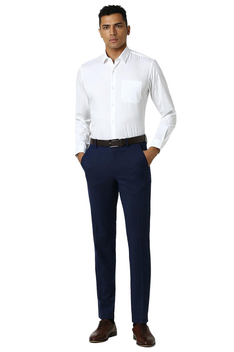 Peter England بيتر إنجلاند قميص رجالي قطني بلون موحد بقصة ضيقة (PESFWSLBH71613_Ghost White, 44) - Image 5