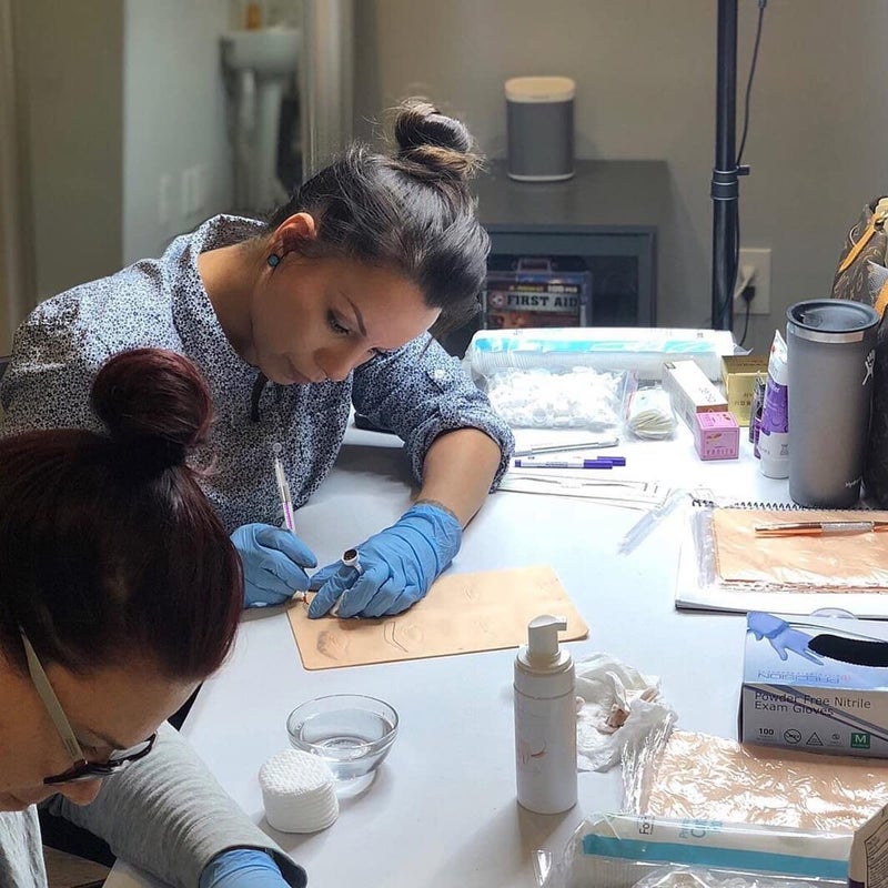 M'AYCREATE MAYCREATE® Microblading Kit, Eyebrow Pen Needle Kit with Finger Gloves Permanent Eyebrow Tattoo Kit, Black Tattoo Ink for Practicing, Eyebrow Practise Skin Tool for New Beginners and Professions - Image 5