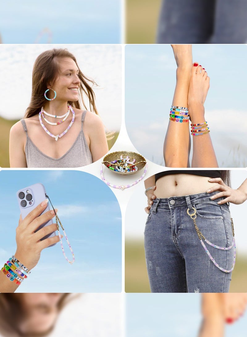 هايدو 17 , 246 قطعة 60 لون طين خرزة سوار يجعل مجموعة , [ ديي ] مجوهرات مسطّحة مجموعة , حزام سير عقد & حلق & مجوهرات تعويذة & مرنة حبل , بوليمر أسود حجارة خرزة هبة , مناسبة لأنّ بنت أكثر من 6 سنون ( لون عشوائيّ ) ( لون عشوائيّ وأسلوب ) - Image 5