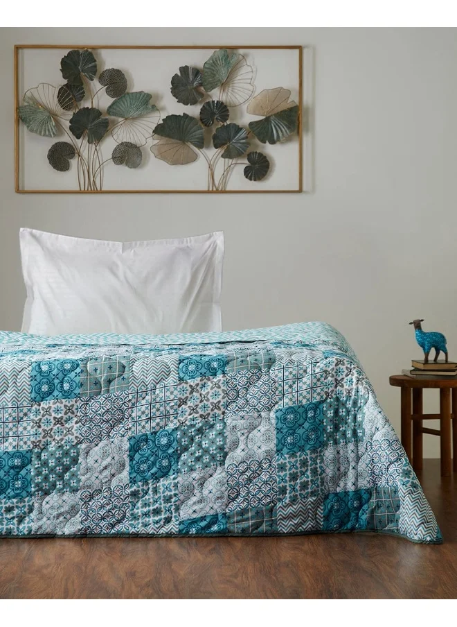 Chumbak Egypt Patchwork Blue Comforter - Single Bed