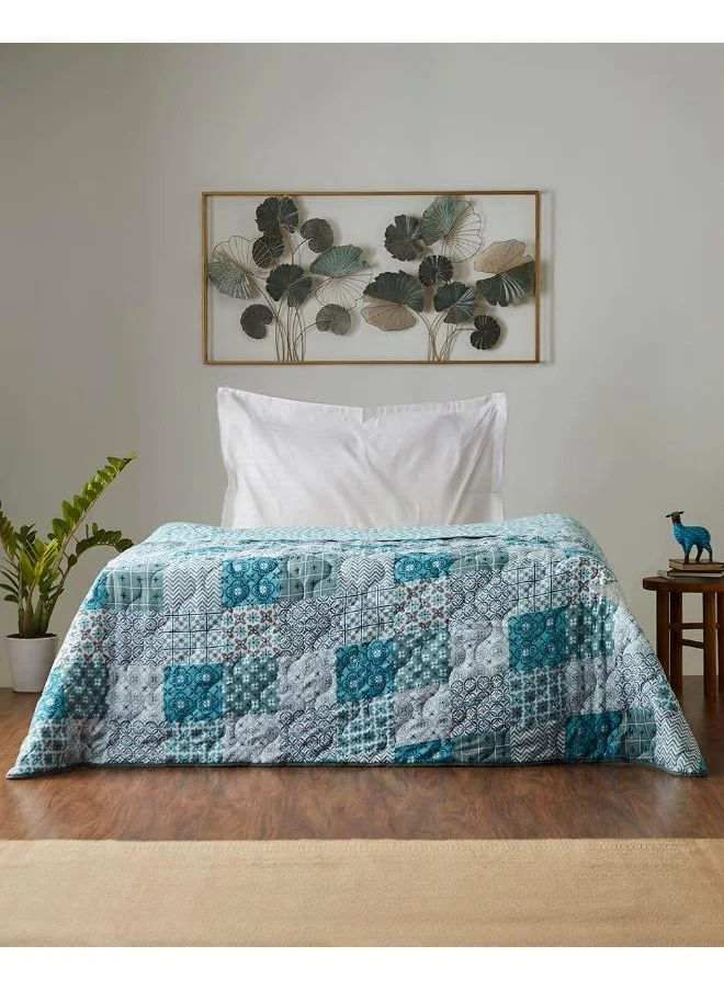 Chumbak Egypt Patchwork Blue Comforter - Single Bed