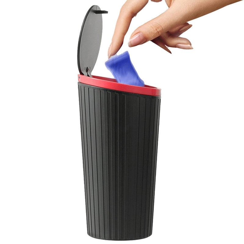 Soko Plastic Carbin Mini Car Trash Can With Lid, Small Portable Garbage Bin, Car Accessories, Leakproof Vehicle Cup Holder Waste Storage - Red, Press-Top - Image 1