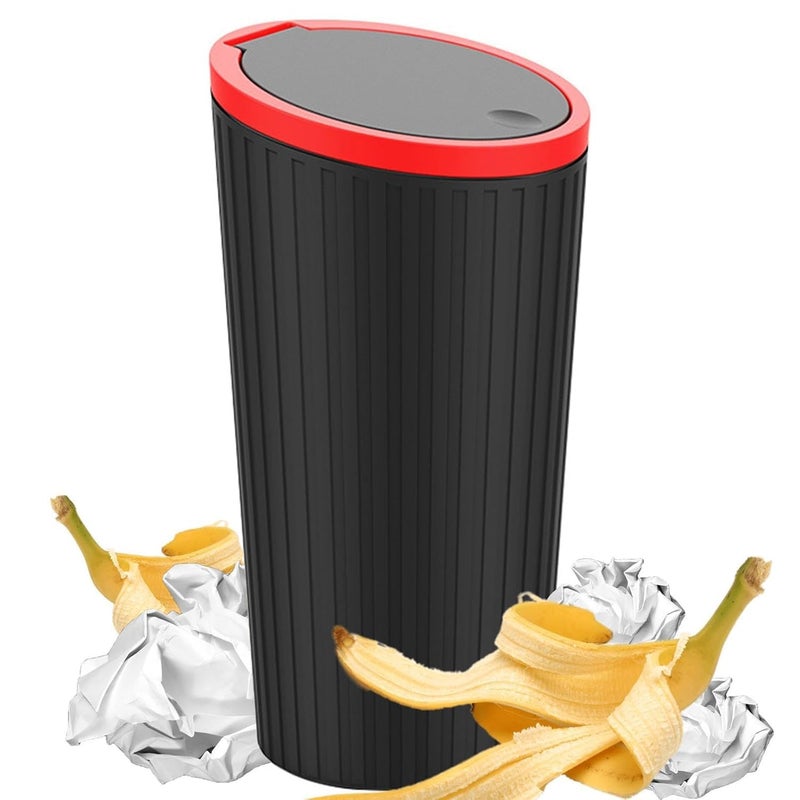 Soko Plastic Carbin Mini Car Trash Can With Lid, Small Portable Garbage Bin, Car Accessories, Leakproof Vehicle Cup Holder Waste Storage - Red, Press-Top - Image 4