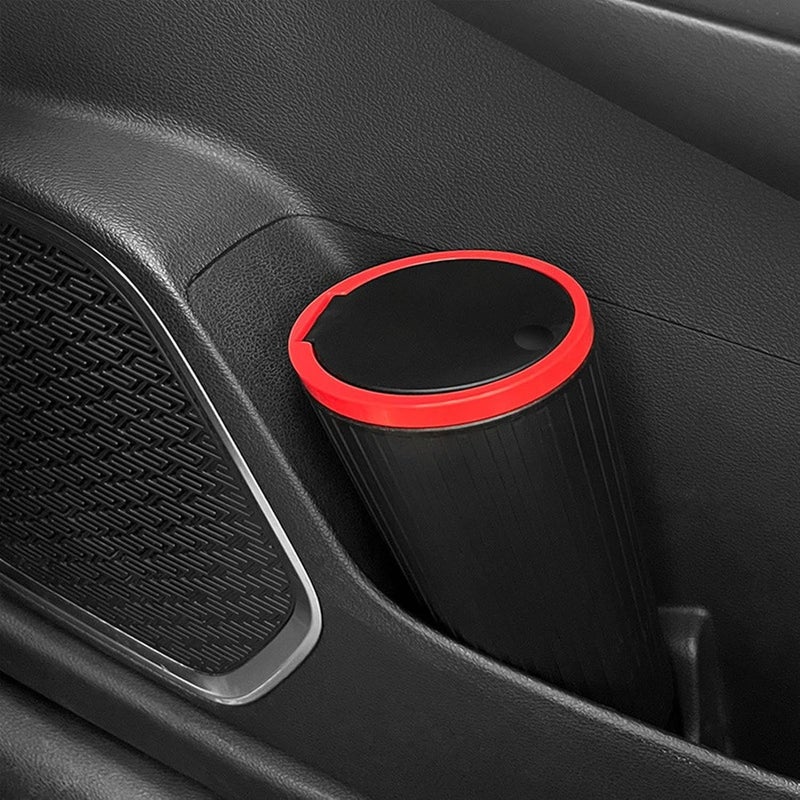 Soko Plastic Carbin Mini Car Trash Can With Lid, Small Portable Garbage Bin, Car Accessories, Leakproof Vehicle Cup Holder Waste Storage - Red, Press-Top - Image 5