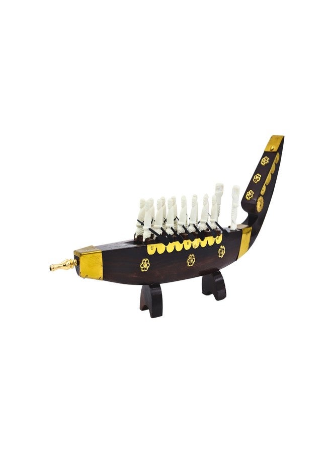 NATRIEL Kerala Traditional Wooden Race Boat Snake Boat 16 Men Decorative Miniature Showpiece Brass - Image 5