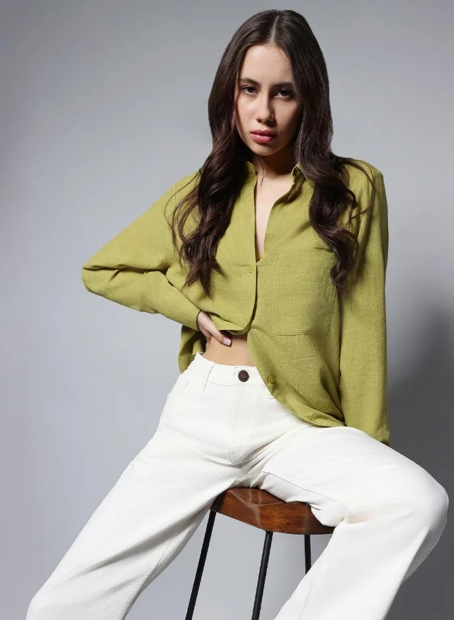 هاي ستار Women Green Shirt