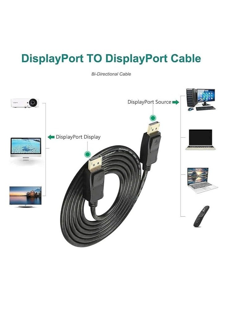 Terabyte DP to DP Cable DP to DP Display Port Cable DP Cable HD Dispaly Compatible with Computer Desktop Laptop PC Monitor Projector 1.8M Black - Image 4