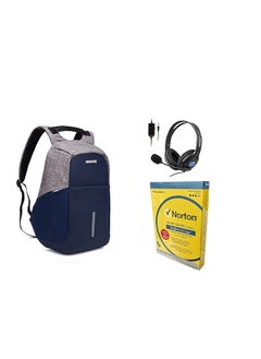 Datazone 15.6 Inch Antitheft Backpack Laptop Ps4 And Mobile Headset With Norton Security Deluxe For 3 Devices 1 Year Subscription Bundle Set.  - Image 1