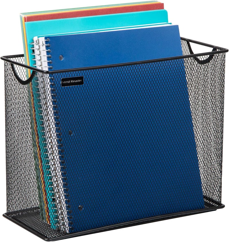 Mind Reader Vertical File Storage, Desktop Organizer, Hanging Files, Office, Metal Mesh, 12.25" L x 5.5" W x 10" H, Black (Pack of 6) - Image 4