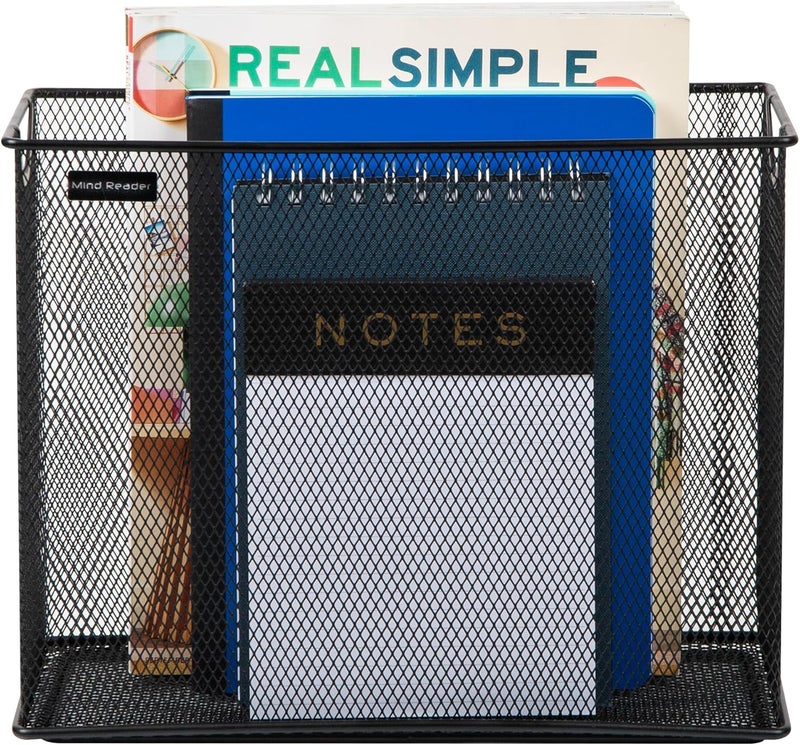 Mind Reader Vertical File Storage, Desktop Organizer, Hanging Files, Office, Metal Mesh, 12.25" L x 5.5" W x 10" H, Black (Pack of 6) - Image 5