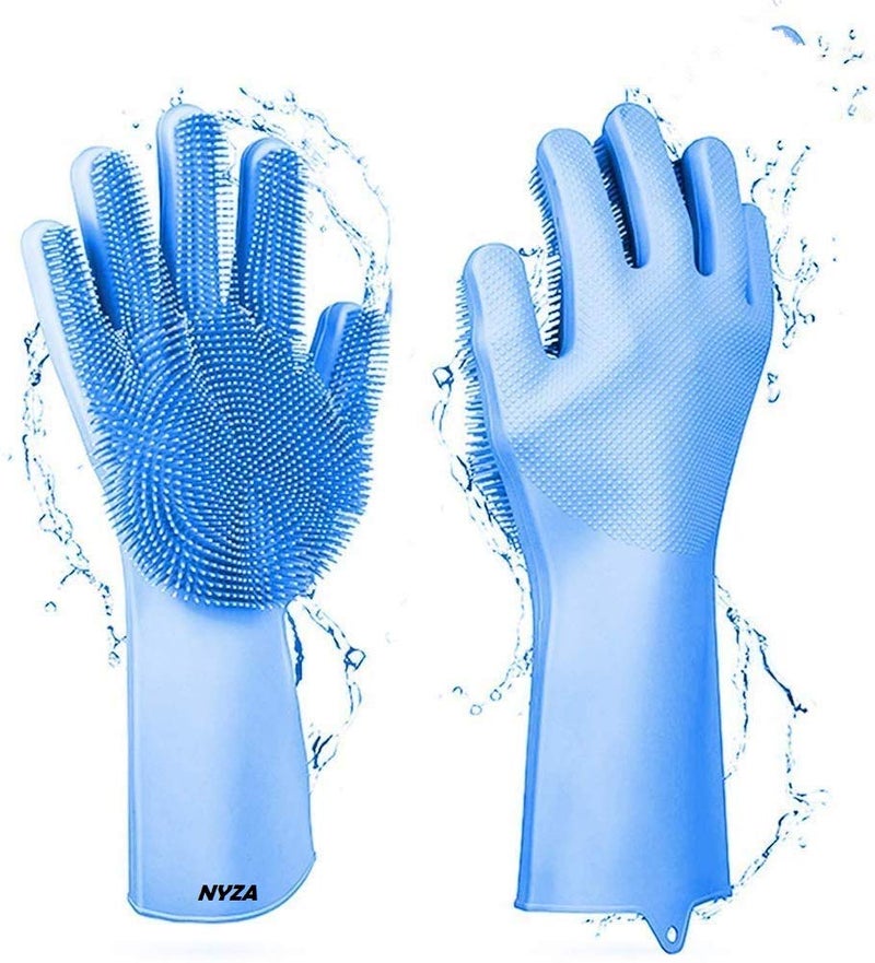 Nyza Nyza Premium Washing Gloves with Bristles useful for dish washing pets grooming bathroom cleaning car washing and many other household cleaning activities 1 Pair Color may vary 