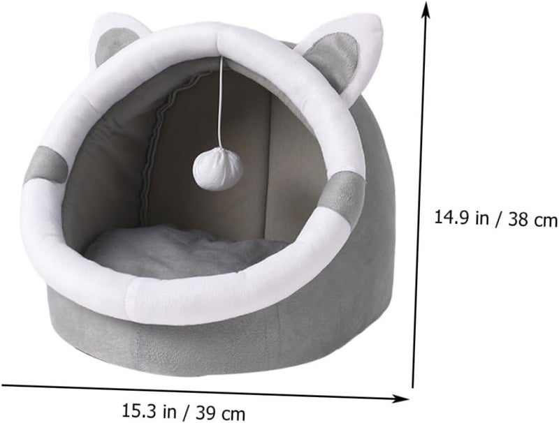 GALPADA Semi-Closed Cat Nest Warm Pet Sleeping Bed Medium Size Indoor Household Dog Kennel Cushion for Winter Rest - Image 2