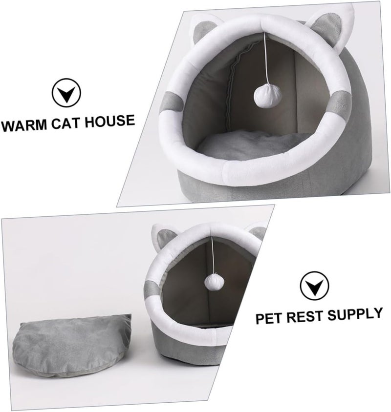 GALPADA Semi-Closed Cat Nest Warm Pet Sleeping Bed Medium Size Indoor Household Dog Kennel Cushion for Winter Rest - Image 3
