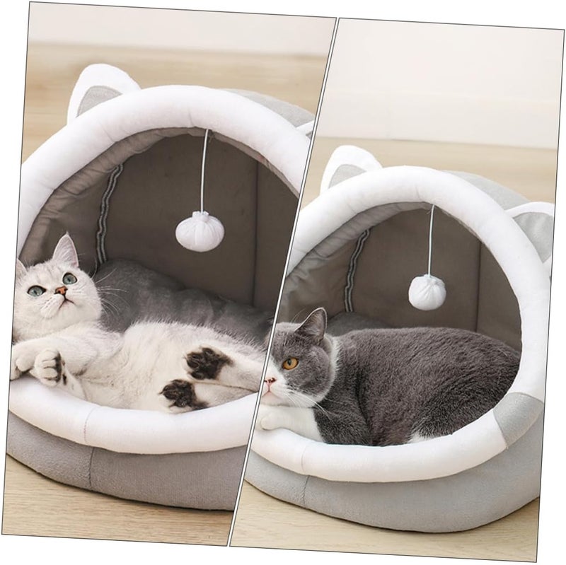 GALPADA Semi-Closed Cat Nest Warm Pet Sleeping Bed Medium Size Indoor Household Dog Kennel Cushion for Winter Rest - Image 4