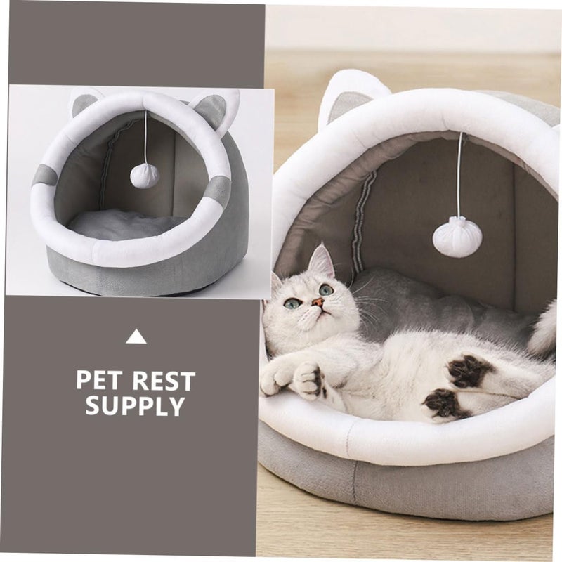 GALPADA Semi-Closed Cat Nest Warm Pet Sleeping Bed Medium Size Indoor Household Dog Kennel Cushion for Winter Rest - Image 5