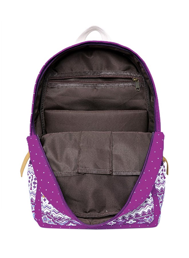 Vintage School Bags for Teenagers Girls Schoolbag Large Capacity Lady Canvas Dot Printing Backpack Rucksack Book Bag (Purple) - Image 3