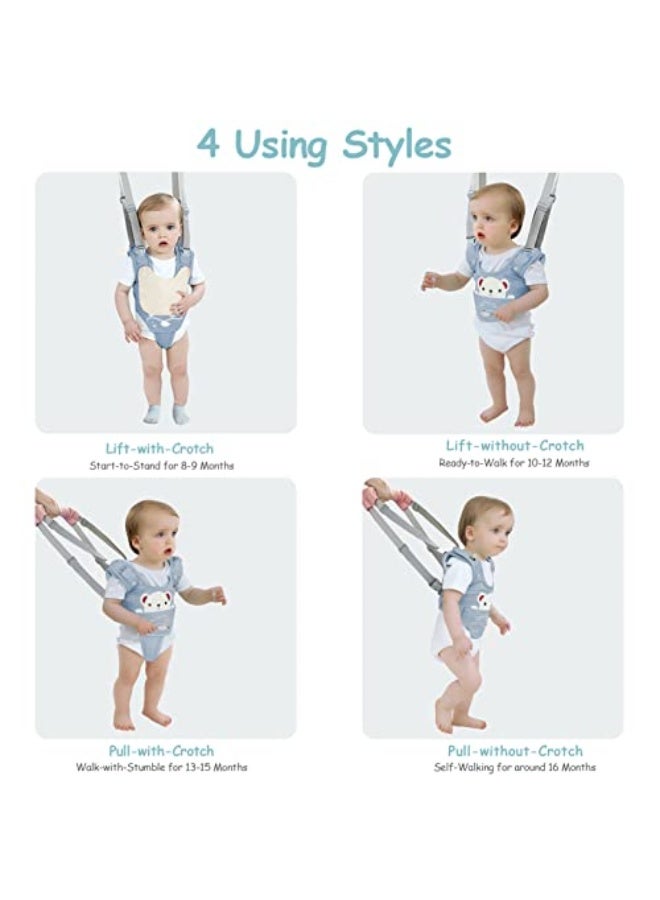 Baby Walking Harness Handheld Baby Walker Assistant Belt Adjustable Toddler Infant Walker Safety Harnesses Standing Up Walking Learning Helper with Detachable Crotch for 9-24 Month Old (Blue) - Image 5