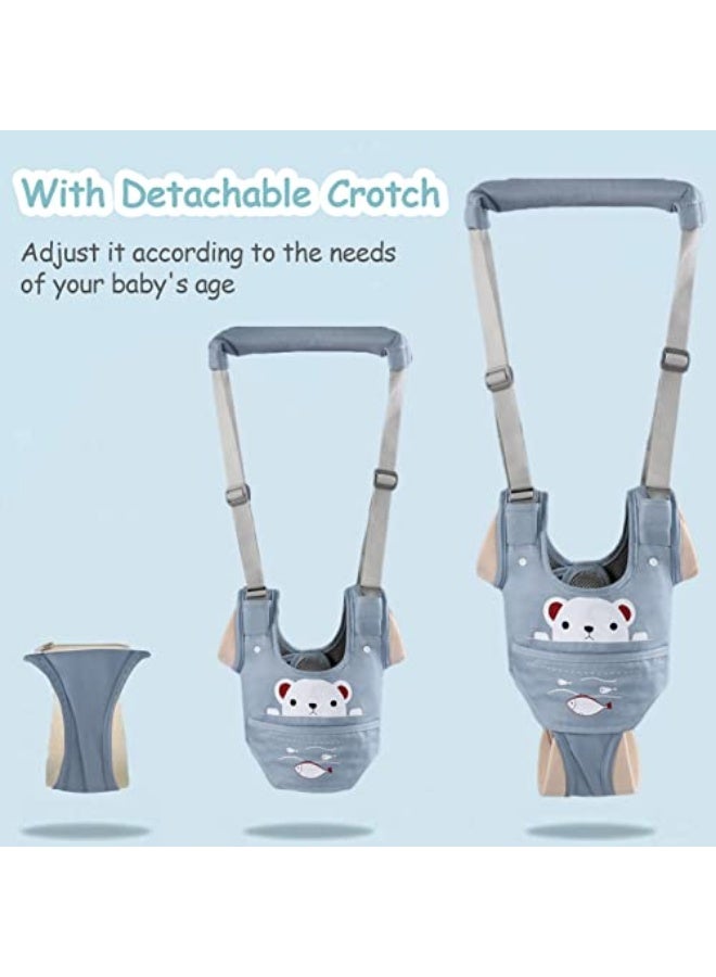 Baby Walking Harness Handheld Baby Walker Assistant Belt Adjustable Toddler Infant Walker Safety Harnesses Standing Up Walking Learning Helper with Detachable Crotch for 9-24 Month Old (Blue) - Image 4