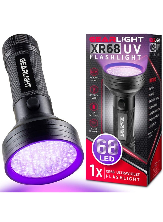 GearLight Uv Flashlight Black Light From 68 Led Blacklight Flashlight Dog Cat Pet Urine Detector Scorpion Bed Bug Resin Curing Dog Stain And Carpet Odor Eliminator Remover Id Checking Xr68 - Image 1