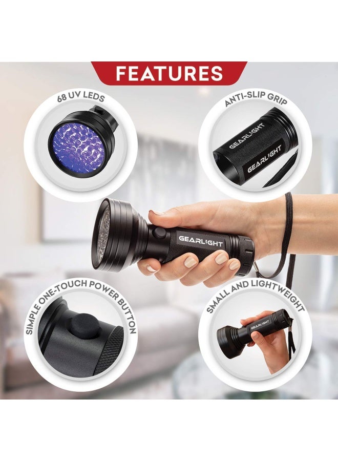 GearLight Uv Flashlight Black Light From 68 Led Blacklight Flashlight Dog Cat Pet Urine Detector Scorpion Bed Bug Resin Curing Dog Stain And Carpet Odor Eliminator Remover Id Checking Xr68 - Image 3
