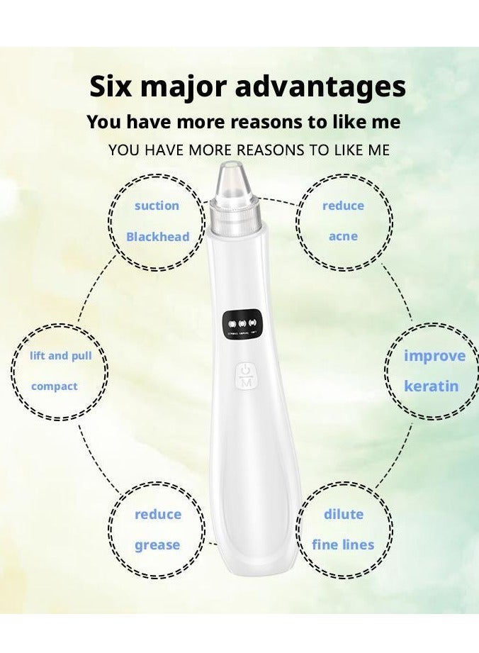 general Blackhead Remover, 3 Speeds Electric Blackhead Extractor, USB Rechargeable Blackhead Vacuum (White) - Image 4